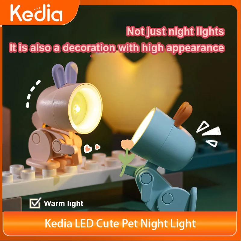 

Kedia LED Cute Pet Night Light Mini Cartoon Pet Folding Table Lamp Kids Room Bedside Bedroom Living Room Decor For Students Gift