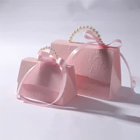 203050pcs pink handbags with pearl wedding gifts for guests souvenirs 100pcs party favors for kids birthday paper candy boxes