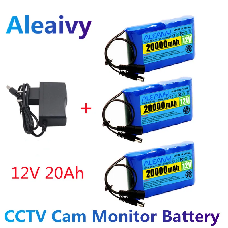 

12V Rechargeable Battery 20000mah 18650 Lithium Battery Pack Capacity DC 12.6V 20Ah CCTV Cam Monitor with Charger