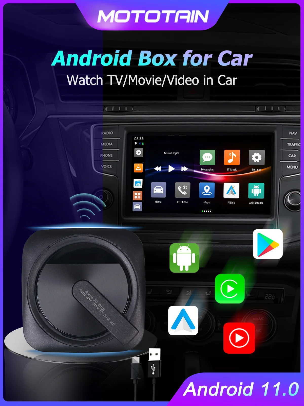 

Android 11.0 carplay box Usb Bluetooth Dongle 8 core Qualcomm SDM450D up to 2.0GHZ+ for audi 2017-2022 a3 a4 a5 a6 a8 q3 q5 q8