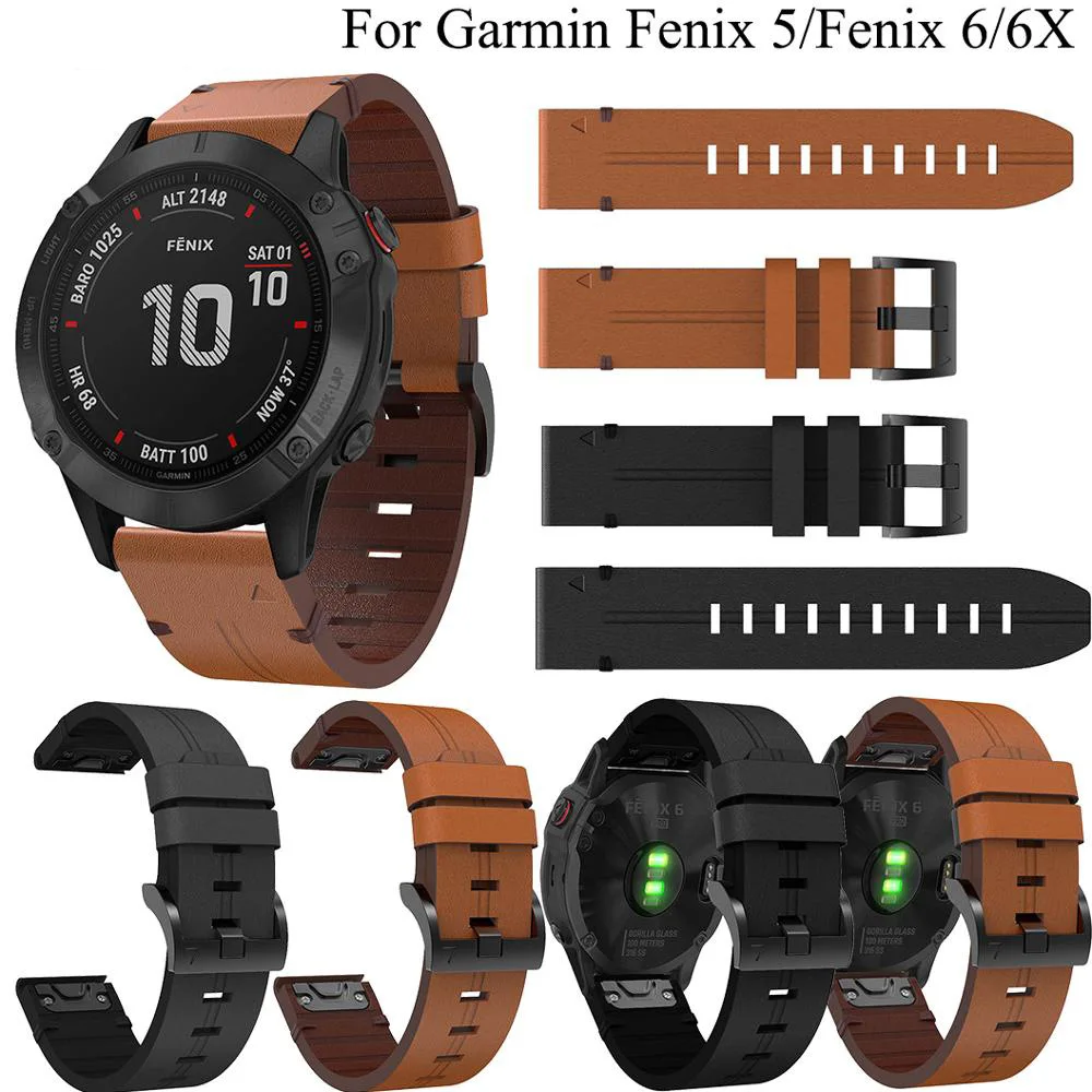 

26 22 20mm Watchband For Garmin Fenix 7 7S 7X 6 6X Pro 5 5X 3HR Leather Band Fenix6 Fenix5 Smart Watch Quick Release Wrist Strap