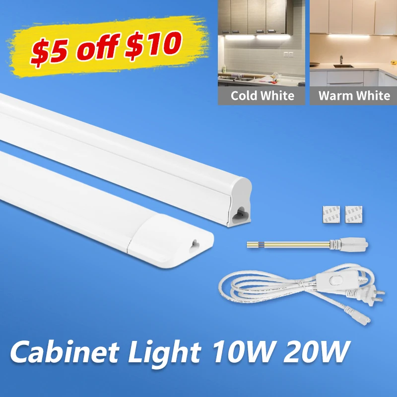 Led Lights A85-220V Under Cabinet Lights For Kitchen 10w 20w Led Tube Bar For Home Bedroom Closets Kitchen Cupboard Indoor Lamp