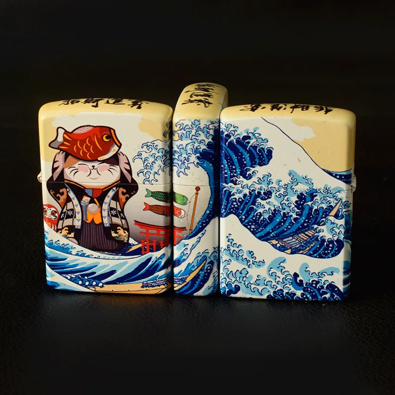 Ретро Классическая ветрозащитная масляная сигаретная зажигалка с цветным принтом панда керосиновая кремневая винтажная бензиновая Зажиг...