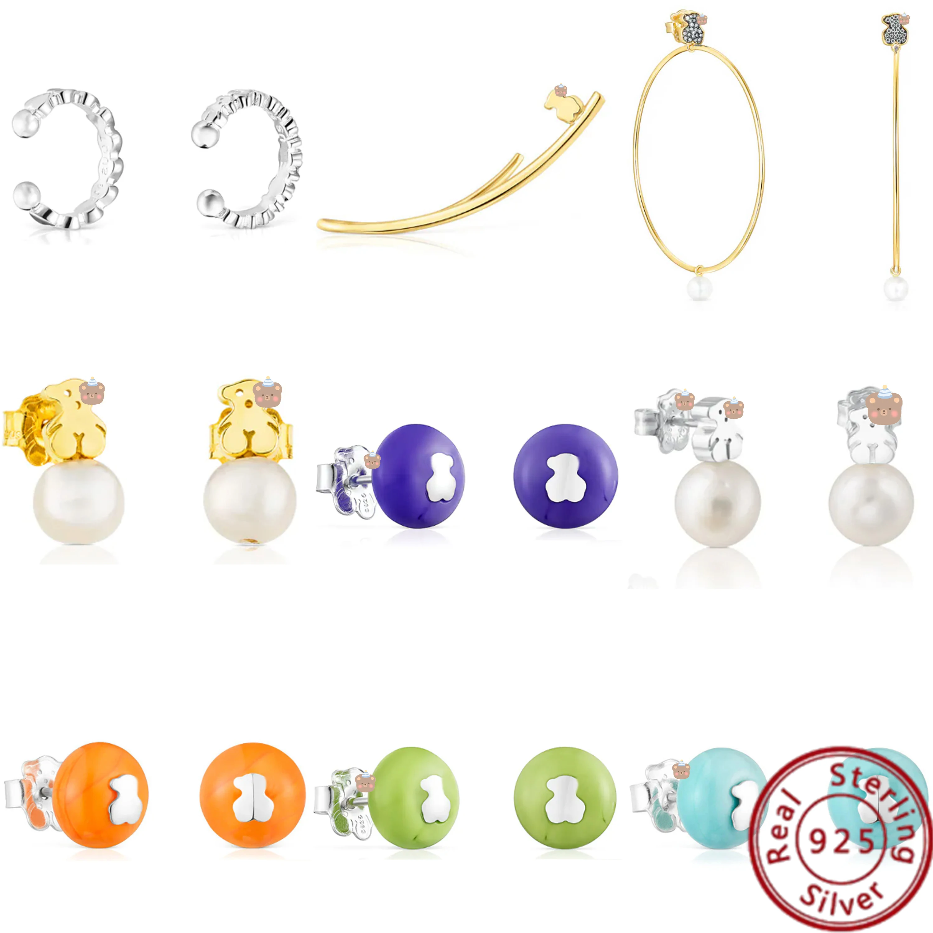 

2023 новые серьги-гвоздики с испанским медведем из разноцветных драгоценных камней-модные, изящные, простые, стильные, по доступной цене