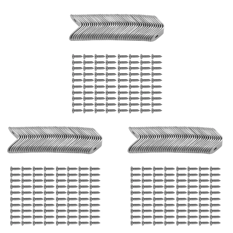 

120PCS L Bracket Corner With 240PCS Screws, Corner Bracket, Angle Bracket Fastener For Wood Furniture Bedframe Cabinet