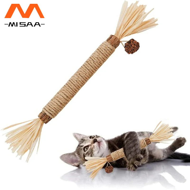 

Pet Cat Wooden Polygonum Stick Lafite Grass Cat Toy Molar Stick Catnip Cat Tooth Cleaning Silvervin Stick Cane Pet Supplies Toys