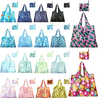 18 pack fashion printing foldable eco friendly shopping bags extra size reusable grocery bags travel grocery bag