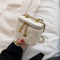 kawaii mini box pu leather quilted crossbody bag for women 2022 fashion cute luxury brand summer chain shoulder handbags clutch