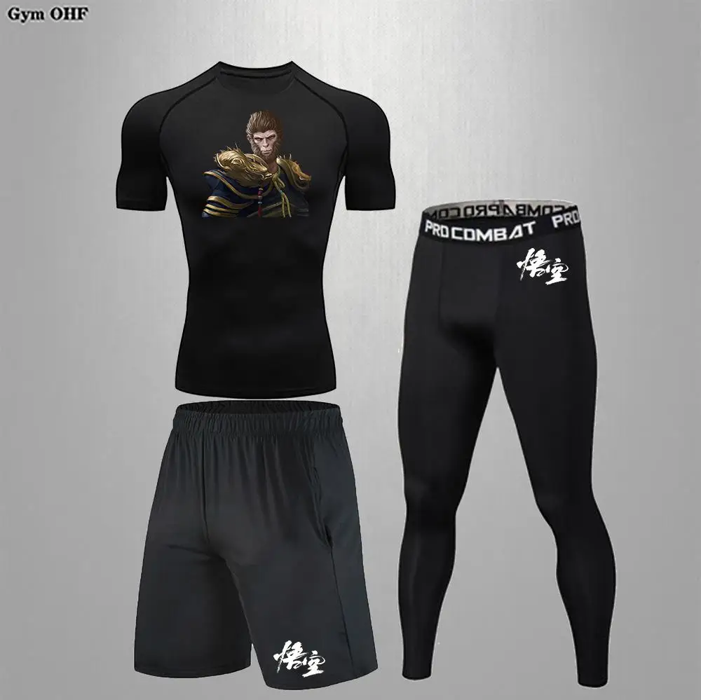 Мужской Компрессионный Костюм Для Фитнеса Из Трех Предметов Goku Спортивная