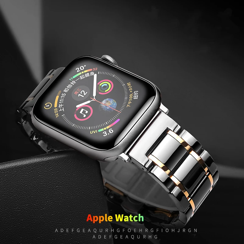 

Ceramic Strap for Apple Watch Band 44mm 40mmm 42mm 38mm Luxury Stainless steel watchband metal bracelet iWatch serie 3 4 5 se 6