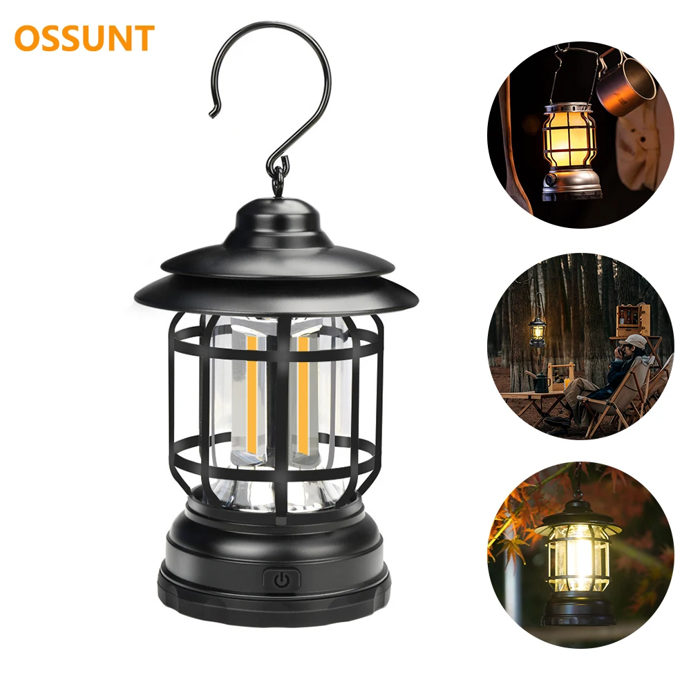 Retro Camping Light Rechargeable Outdoor Vintage Hanging Lanterns Battery Tant Lamp Portable Fishing Lights Emergency Lighting