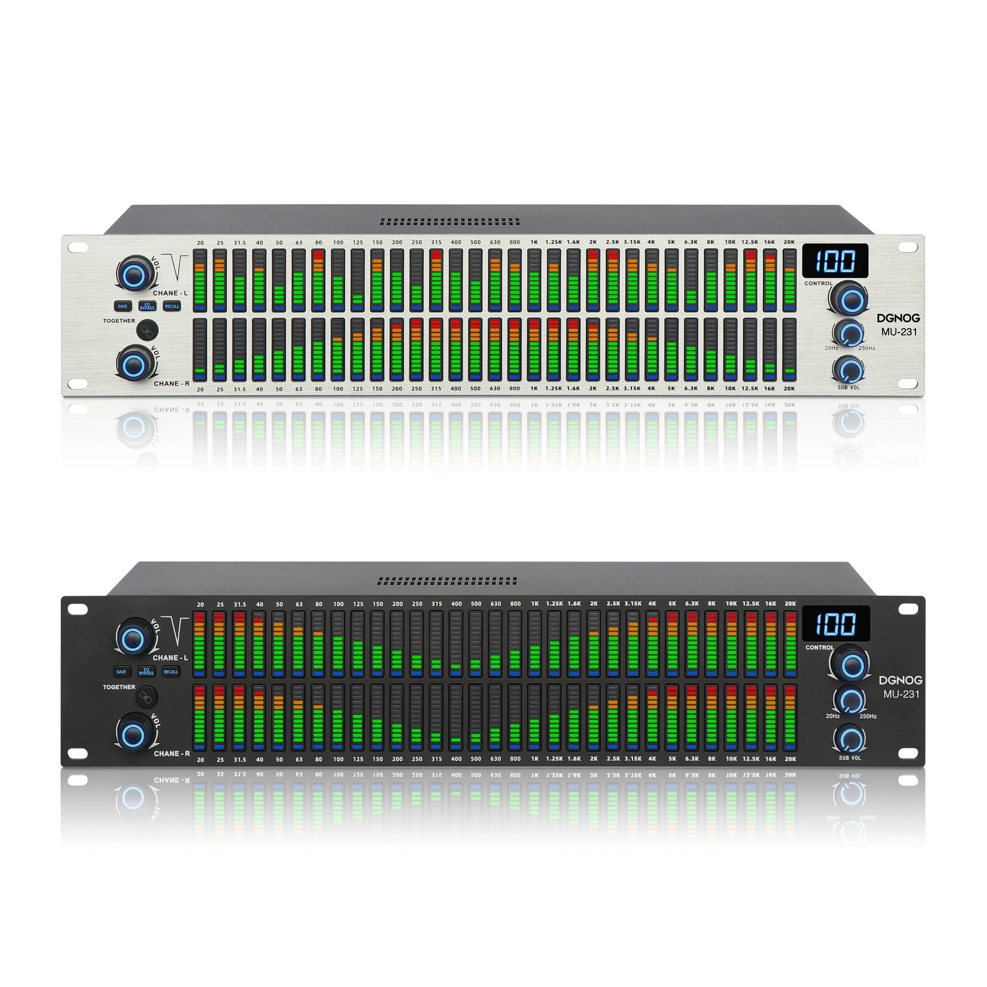 2 * 31-полосный графический эквалайзер 3-канальный цифровой с дополнительным