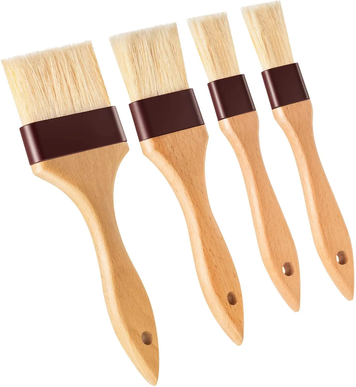 

4 Pieces Pastry Brushes Basting Oil Brush with Boar Bristles and Beech Hardwood Handles Barbecue Oil Brush for Spreading Butter
