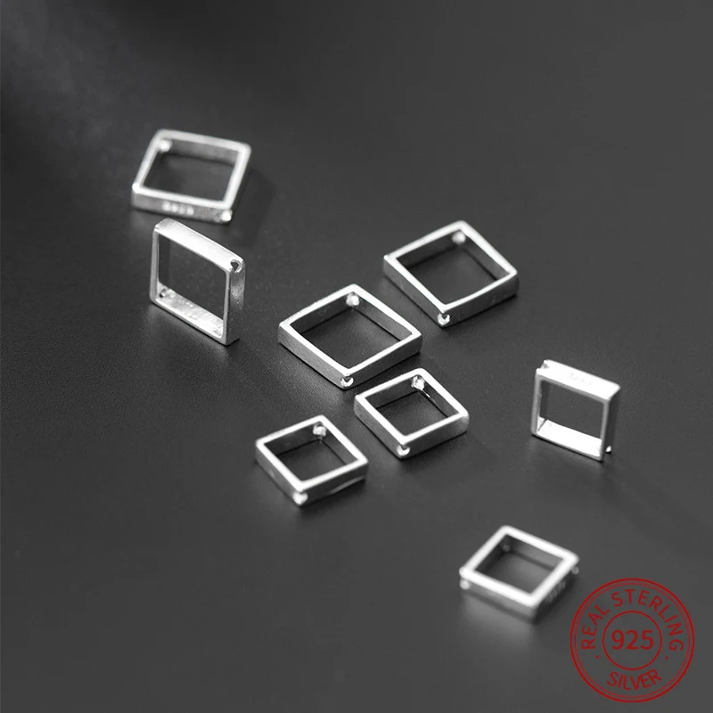 

S925 Sterling silver geometry square shape wrap bead border for needle beads bracelet necklace jewelry supplies