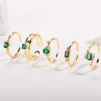 new simple inlaid green zircon ring for women temperament crystal stone finger rings thin dainty stacking ring fashion jewelry
