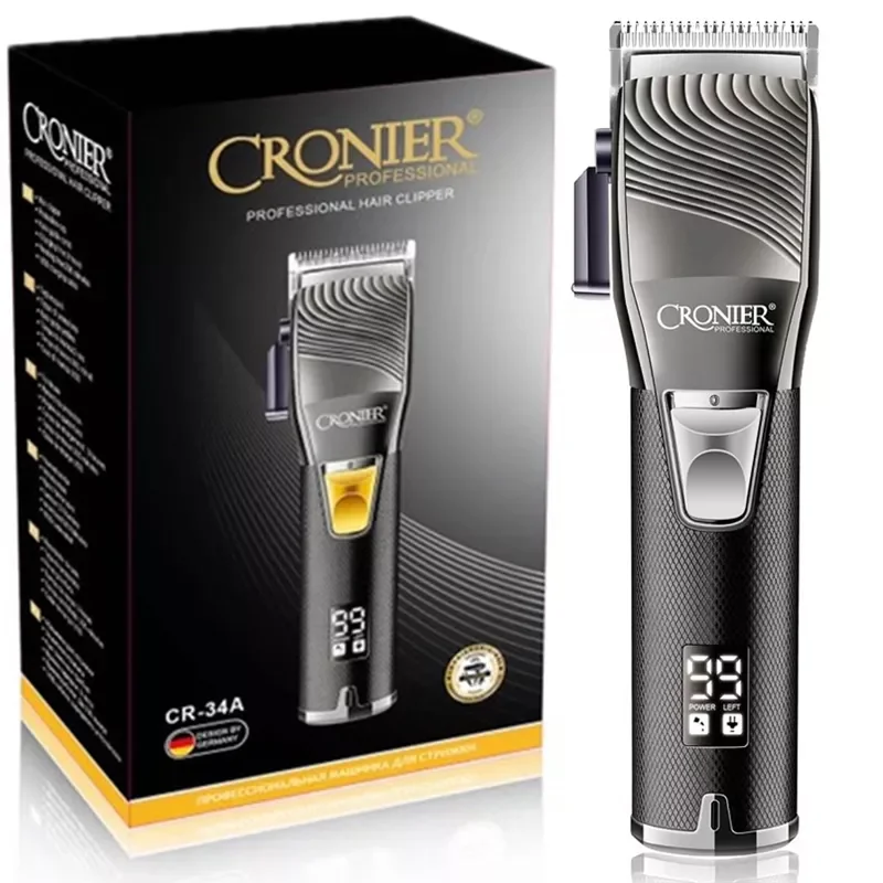 

digital LCD display hair clipper taper lever hair trimmer most powerful cordless hair cutting tool all metal blade