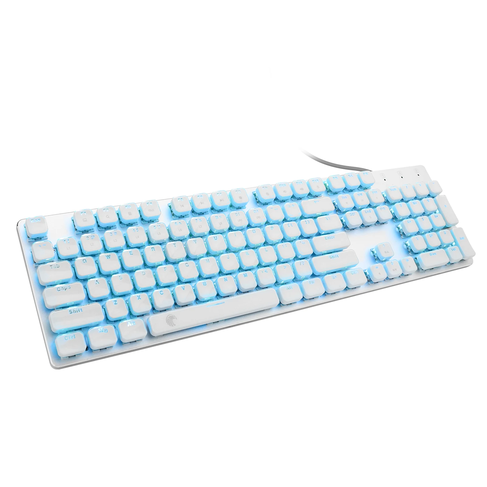 OA Low Profile Crystal Mechanical Keyboard Wired Full Size 104 Keys Blue Led Backlit Ultra-slim Gaming Keyboard for PC Laptop