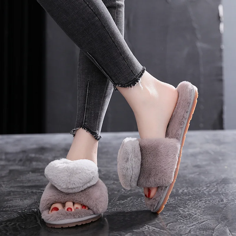 

New Love Wool Slippers Women Flat Non - Slip Home Lady Slippers Wear Warm Women's Flip-flops Summer Bulk Items Wholesale Sandals