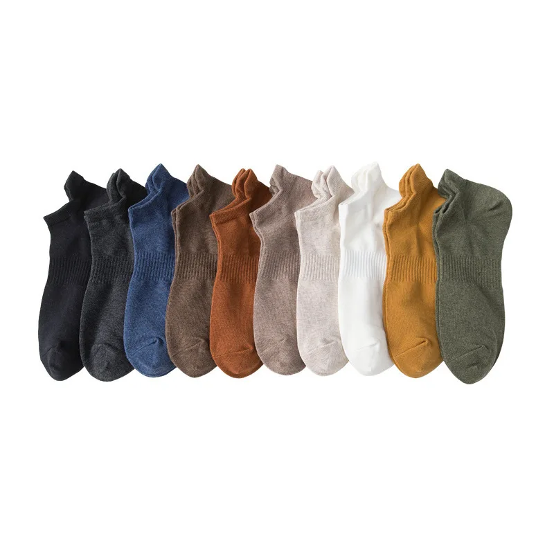 [5 pairs] Socks,men's socks,spring and autumn deodorant,pure cotton,ins,trendy ear lift,solid color,low cut socks