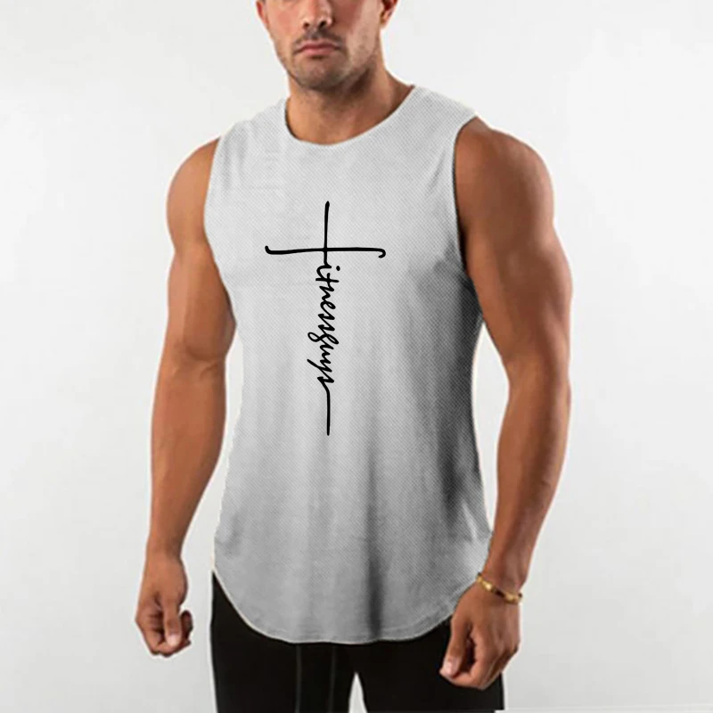 

High Quality Quick Dry Mesh Sports Vest men's Sports Tops Summer Casual Sleeveless Fitness Gym Running Tank Tops Sweatshirt