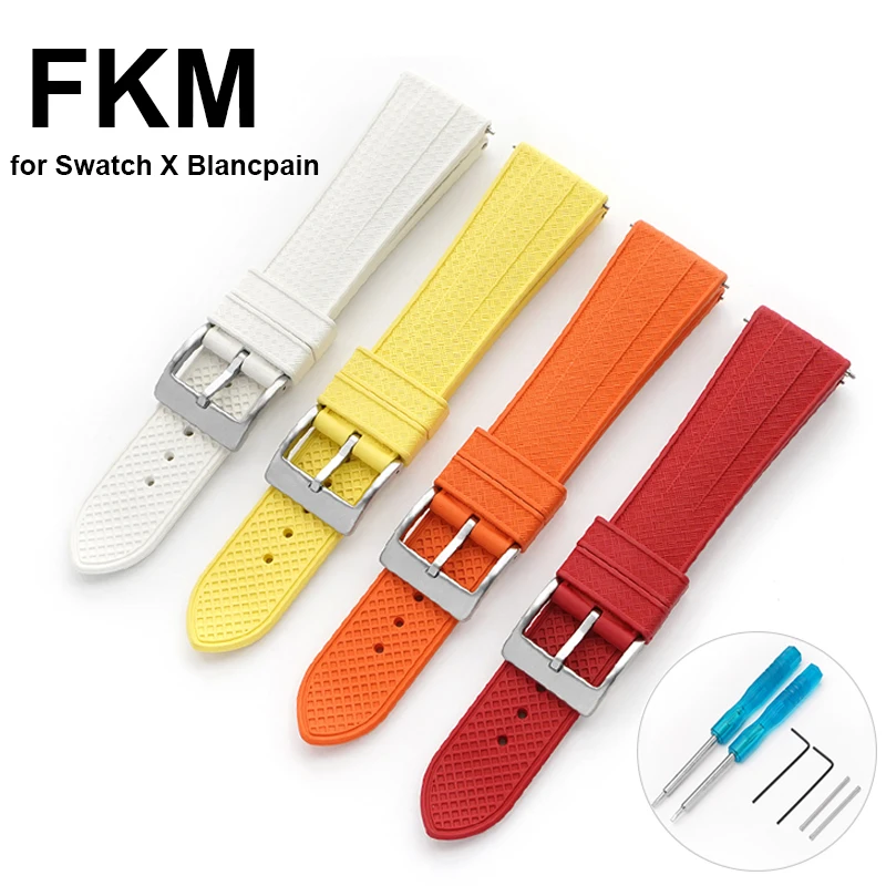 22 Мм Резиновый Ремешок Для Часов Fkm Swatch X Blancpain Five Ocean Унисекс Спортивный