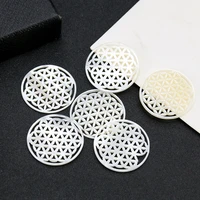 1pc flower of life shell pendant reiki amulets natural white mother of pearl seashells for diy necklace earring charms jewelry