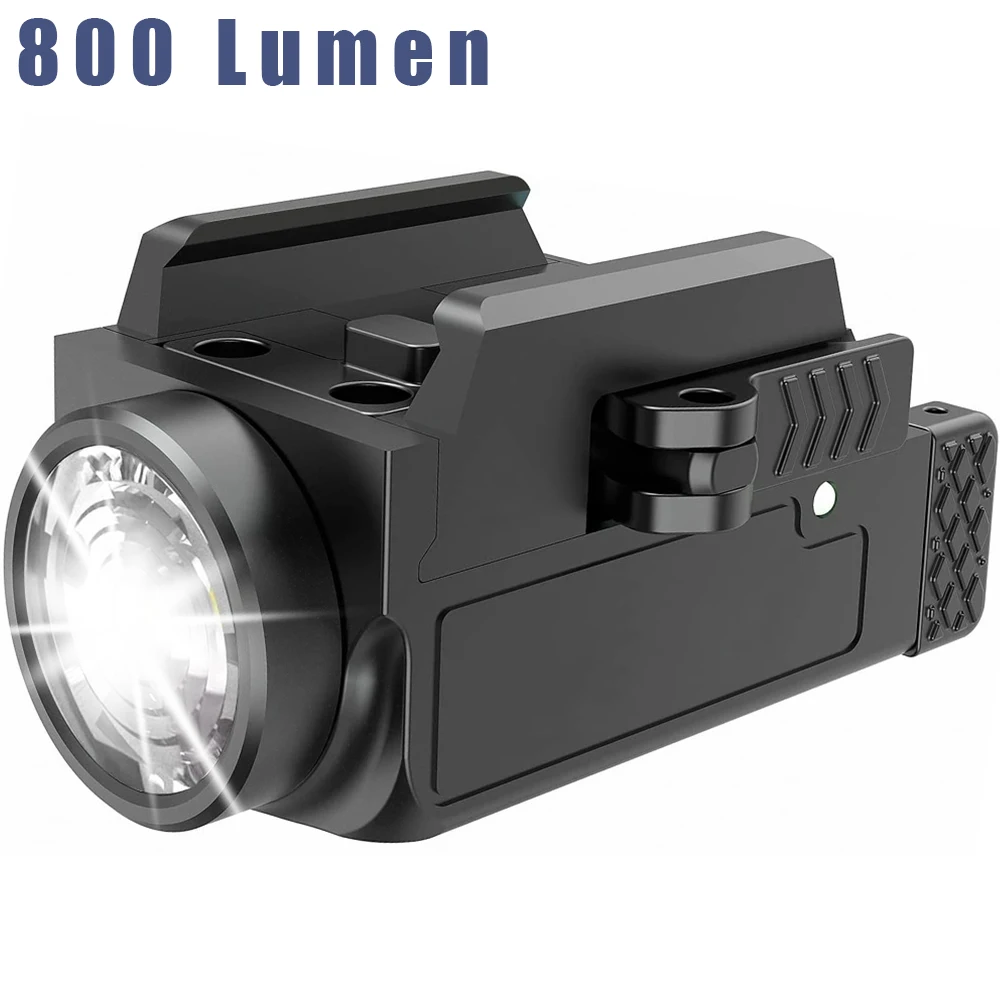 

800 Lumen Compact Pistol Flashlight Rechargeable Tactical LED Weapon Gun Light Quick Release for 1913/GL Rail for Taurus G3C
