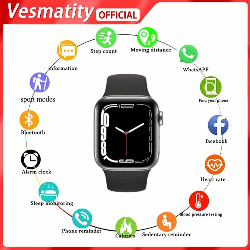 

Vesmatity I7 Pro Max Smart Watch Phone Custom Watch Blood Pressure Detection Sports Waterproof Men's Ladies Smart Watch for IOS