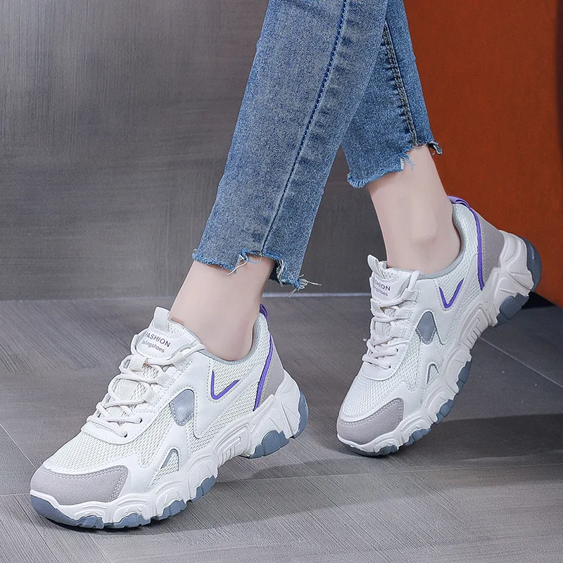 Air Mesh Running Sneakers Women Vulcanize Shoes New Female Increase Casual Ladies Shoes Tenis Feminino Walking Sneaker Female