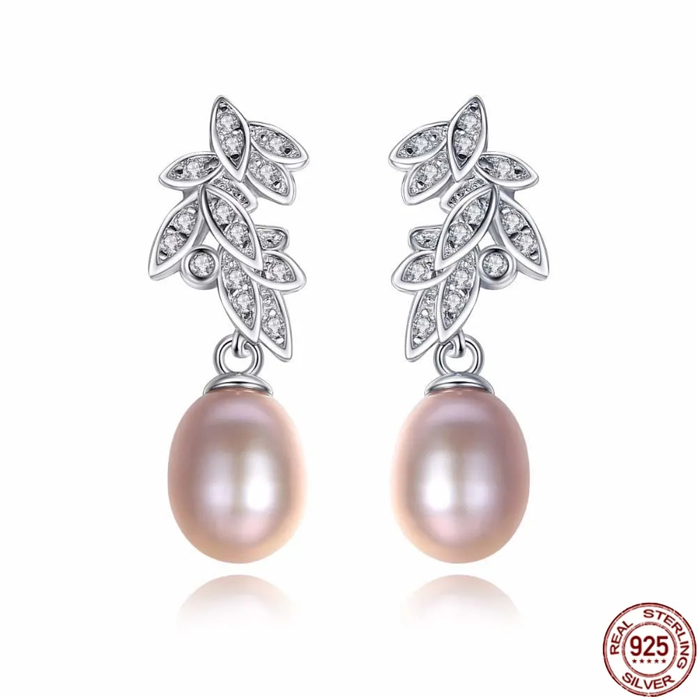 

BABIQU Bohemia Korean Earrings Natural Freshwater White Pink Purple Pearl 925 Sterling Silver Earrings Women Fine Jewelry