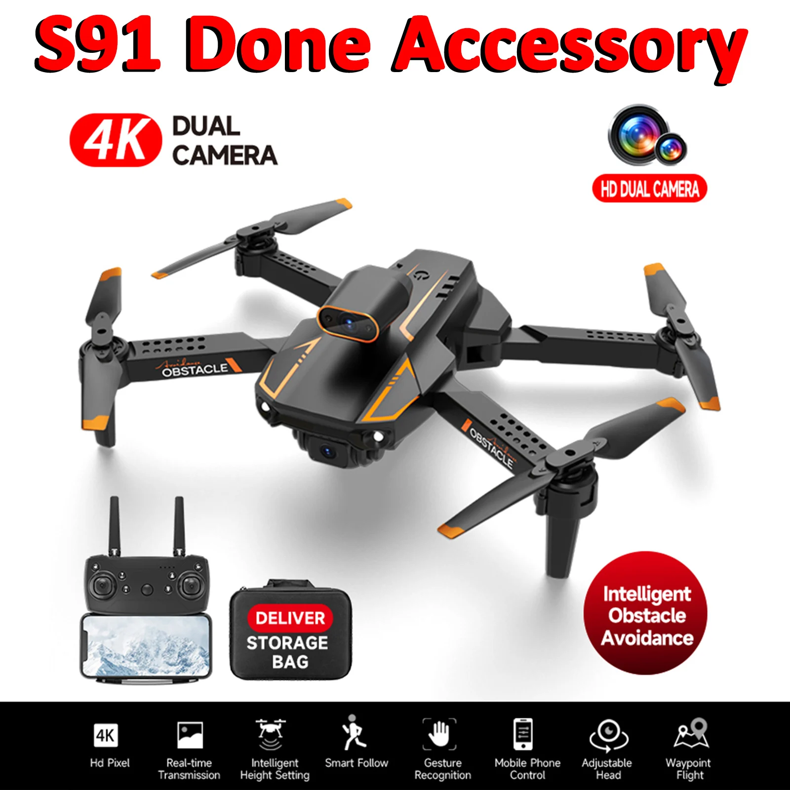 

Квадрокоптер S91 с двойной камерой, Wi-Fi, FPV