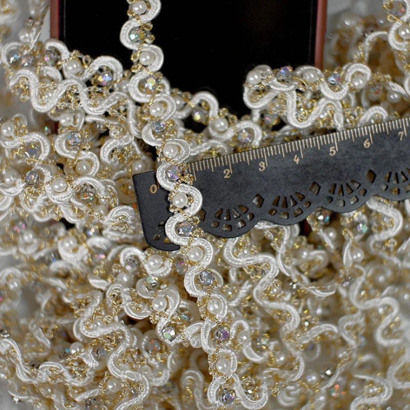 Лента с кружевной отделкой из белого жемчуга и бисера африканская ткань для