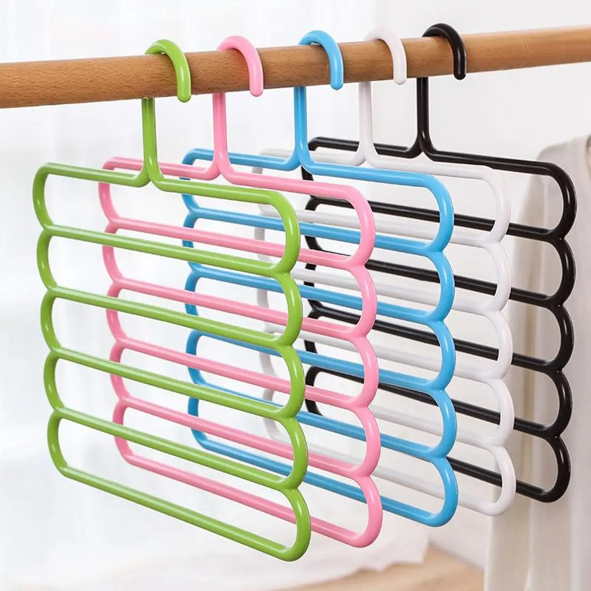 

5 Layers Pants Hangers Holders Trousers Hanger Storage Rack Clothes Hanger Wardrobe Closet Organizer Non Slip Clothing Hangers