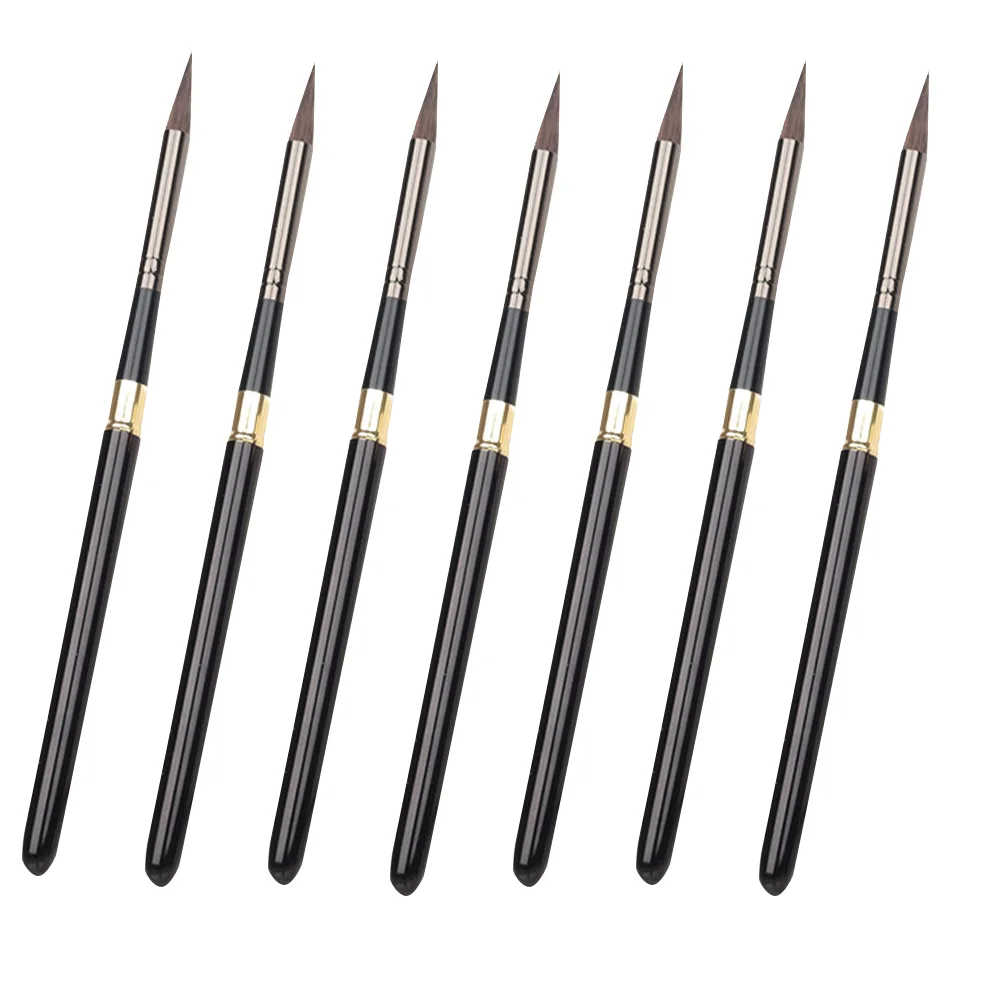 

7Pcs Oil Painting Brushes Gouache Pens Watercolor Brushes Metal Handle Pens