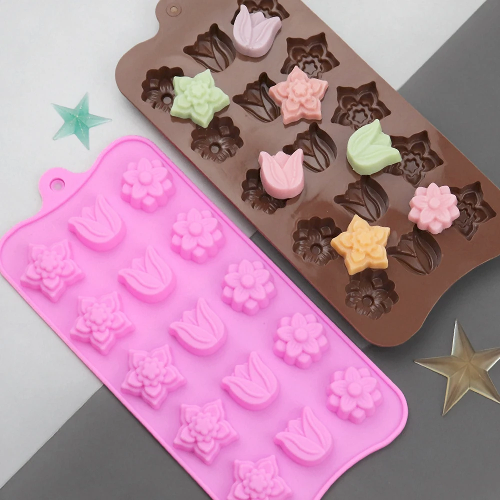 

15 Even 3 Groups 3D Tulip Silicone Chocolate Mold Ice Lattice Mould DIY Aromatherapy Gypsum Cake Decorating Tools Kitchen