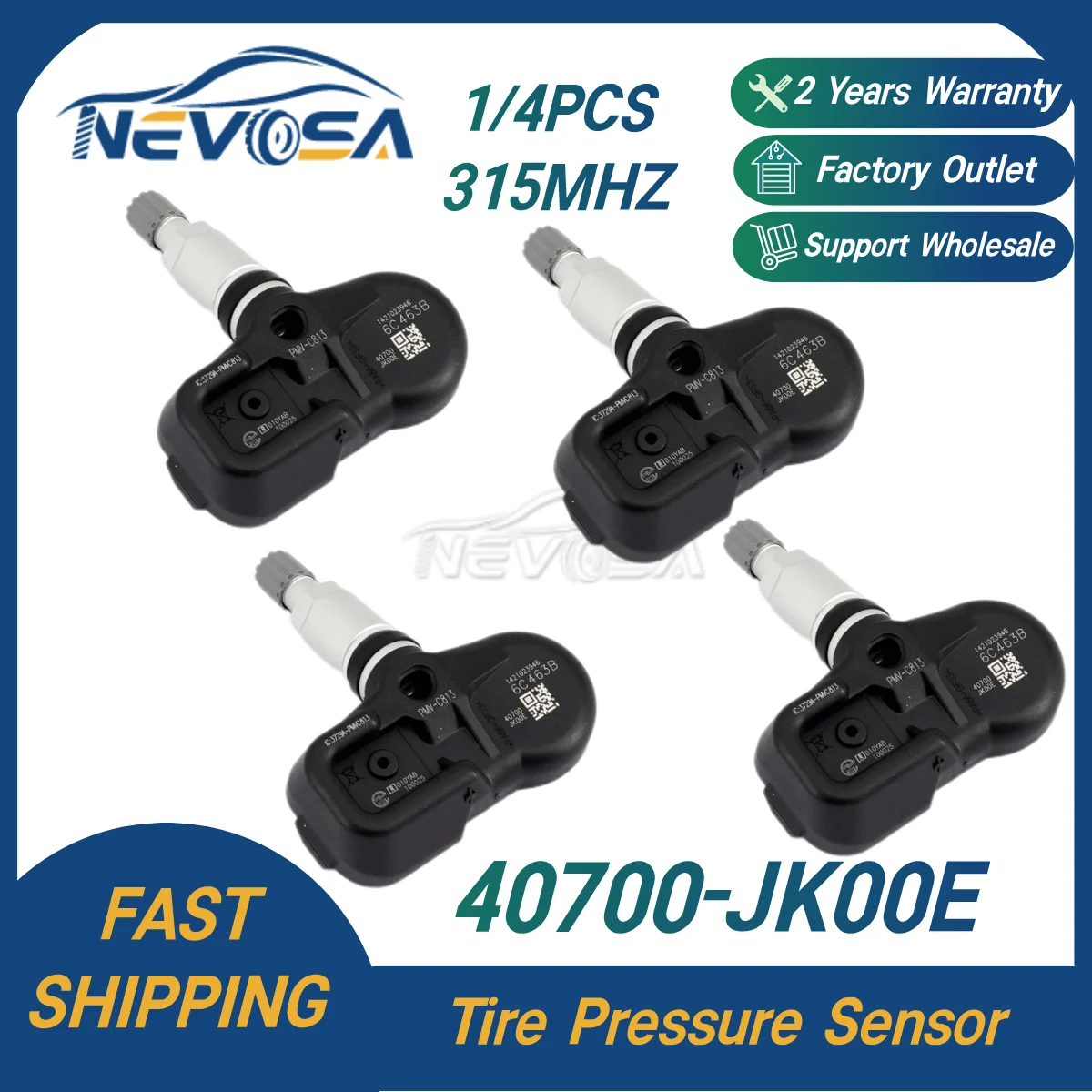 Датчик давления в шинах Nevosa TPMS 40700-JK00E, датчик давления в шинах для Nissan X-Trail Cube Rogue Juke Infiniti EX35 FX35 G37, датчик воздуха 315 МГц