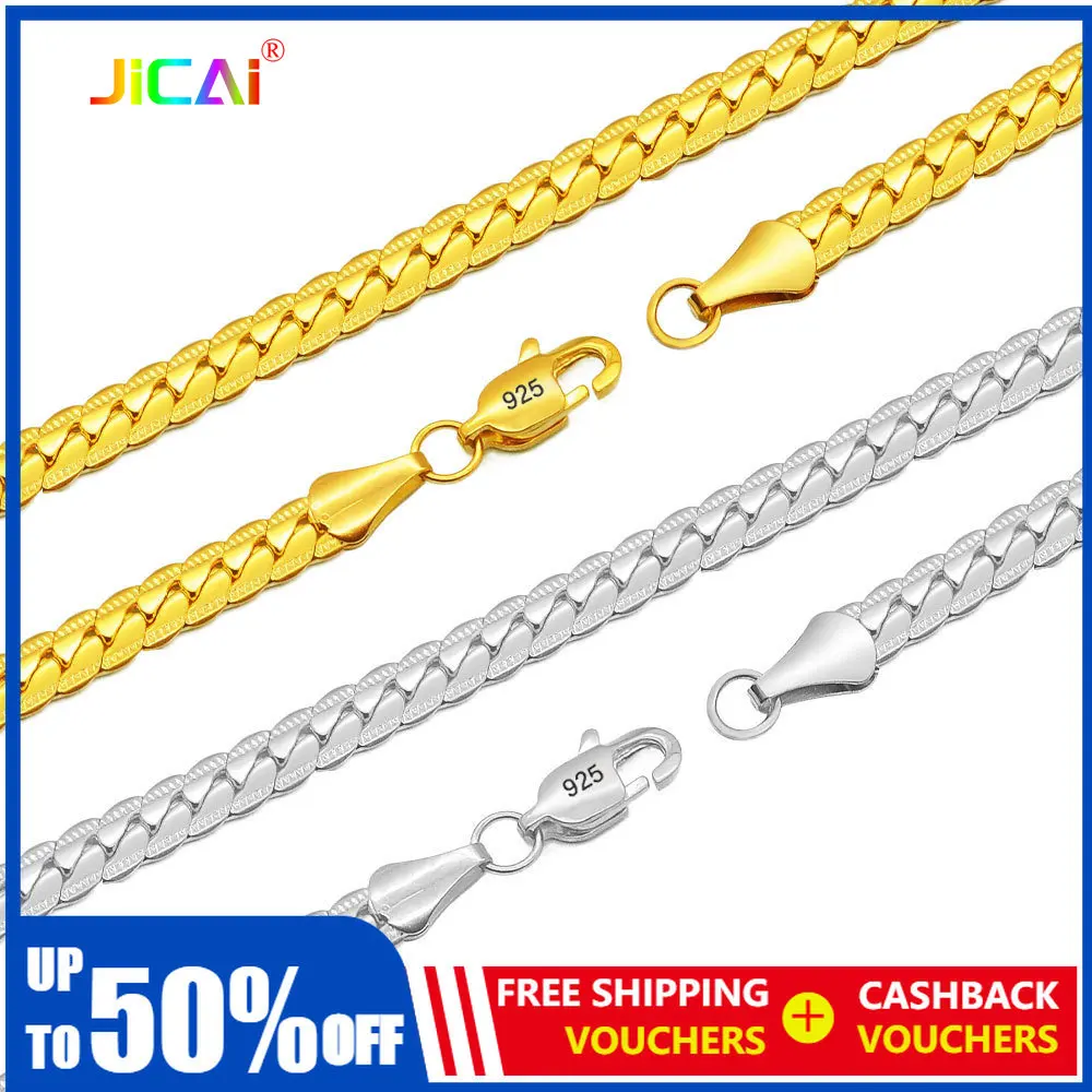 

New Sterling Silver S925 Side Carved Chain Necklace, Available in Various Lengths, Non Allergic and Colorless, Free Shipping