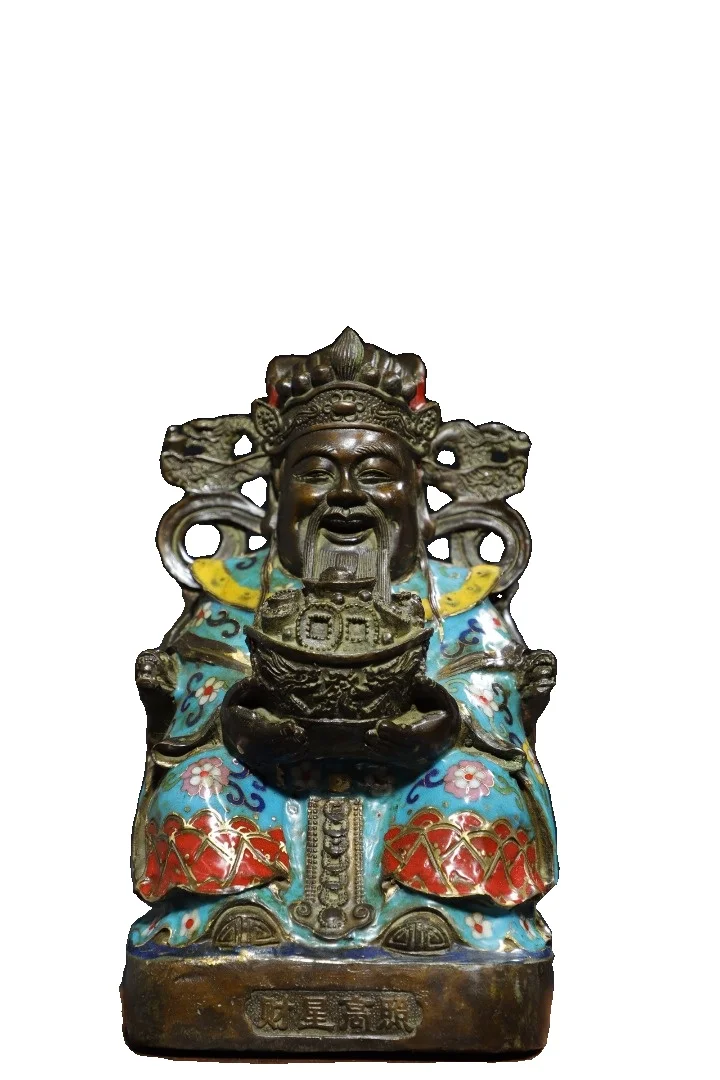 

LAOJUNLU Treasures Cloisonne God Of Wealth Statue Chinese Traditional Style Antiques Fine Art Gifts Crafts
