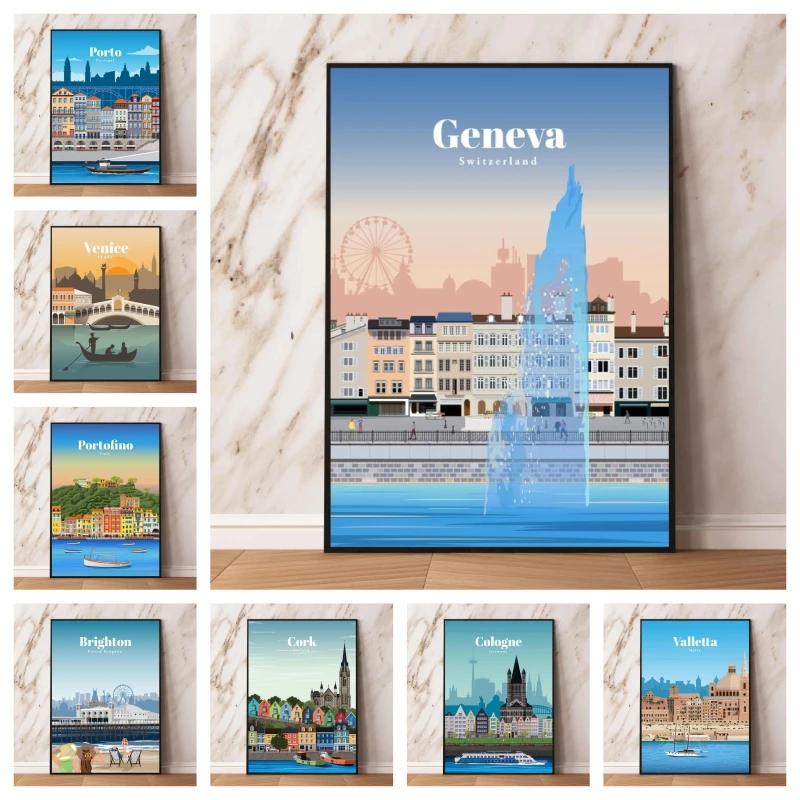

Canvas Posters Travel to Geneva Modern Living Room Gift Art Gifts Kid Action Figures Prints And Prints Wall Stickers