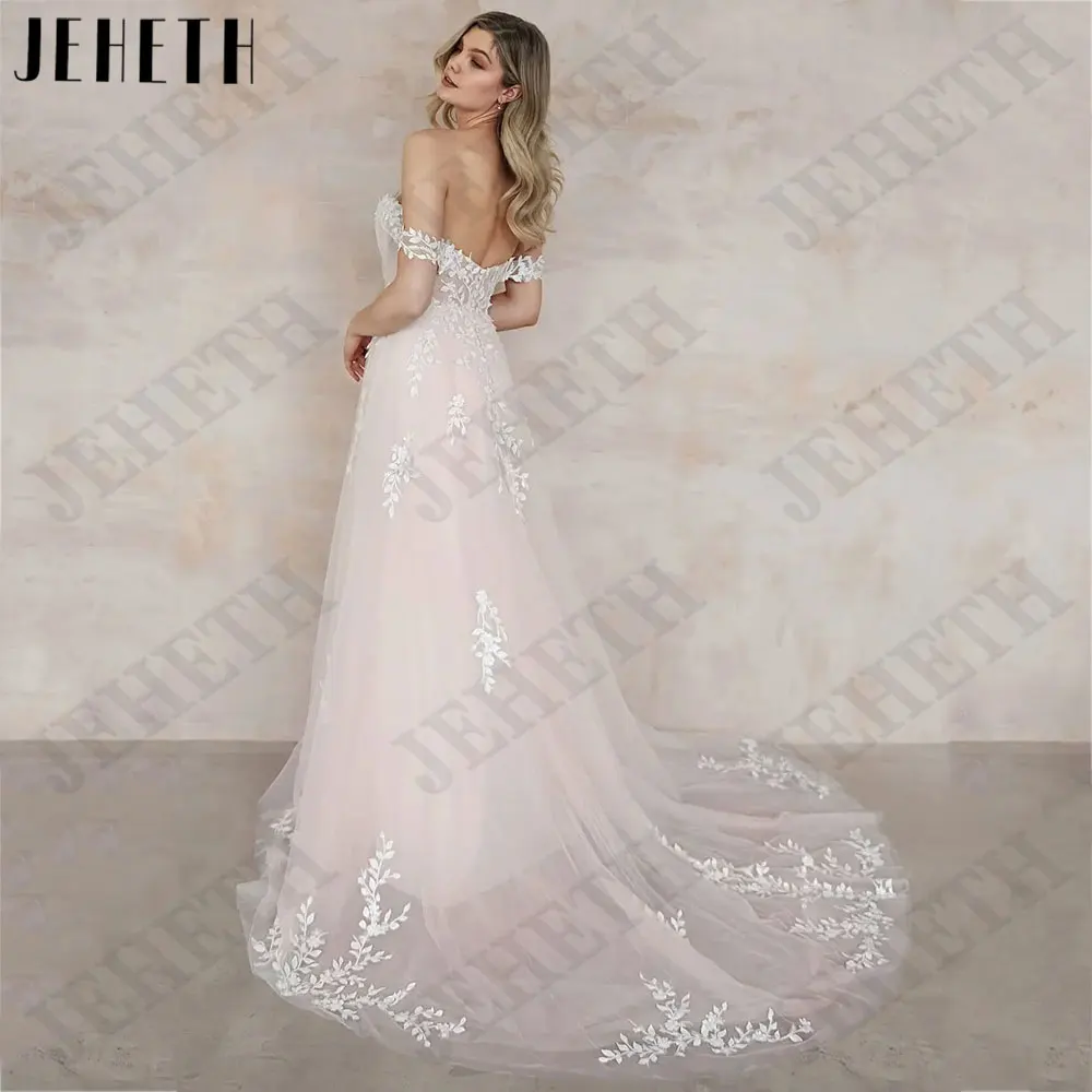 Женское свадебное платье с открытыми плечами JEHETH ТРАПЕЦИЕВИДНОЕ Тюлевое