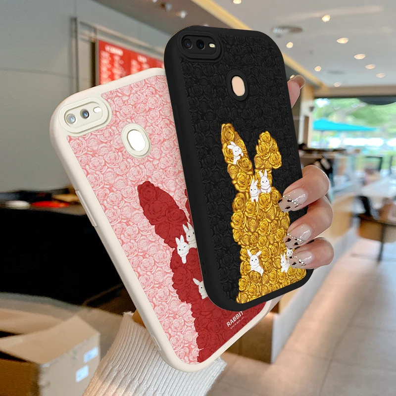

Case for OPPO A7 A12 A5S AX5s A12S A11K A7n A74 A76 A9 A92 A93 A94 A57 A17 F17 F19 Pro Reno 4 5 F 6 Lite Case Rose Rabbit