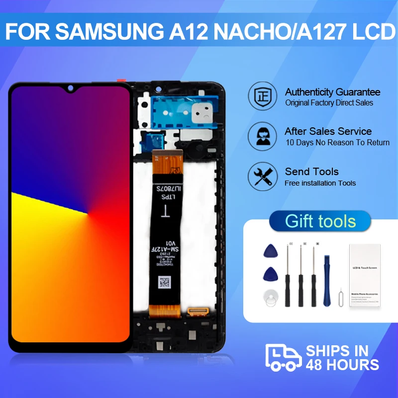 

1PCS 6.5 Inch A12 Nacho Display For Samsung Galaxy A127 LCD Touch Screen Digitizer A127M A127U A127F Assembly With Frame