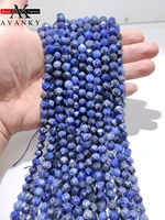 natural blue sapphire stone round stone beads faceted loose spacer for jewelry making diy necklace bracelet 156 10mm