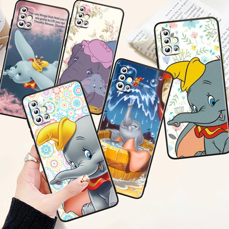 

Disney Dumbo Cartoon Phone Case For Samsung A73 A72 A71 A54 A53 A52 A51 A42 A33 A32 A24 A23 A22 A21S A13 A04 A03 5G Black