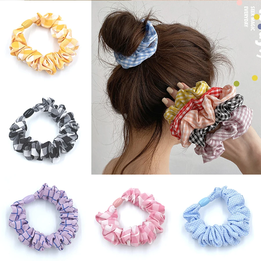 

Plaid Hair Rope Scrunchie Elastic Hair Bands Korean Hair Accessories For Women Girls Ponytail Holder Headwear Rubber Band