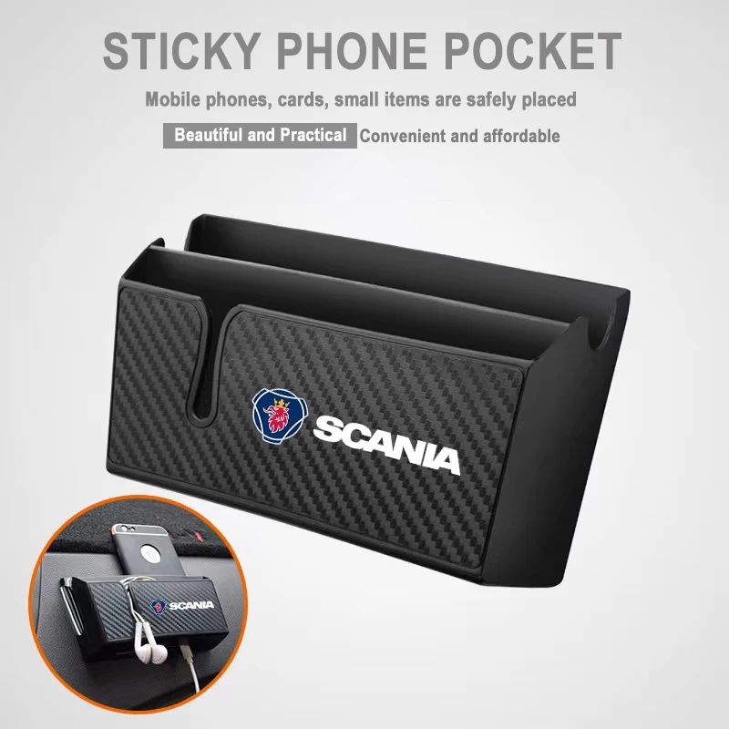 

Car Storage Box Charge Bag Carbon Fiber Organizer For Scania K250 K280 K310 K320 K490 SERIE G P S Serie Car Styling Accessories