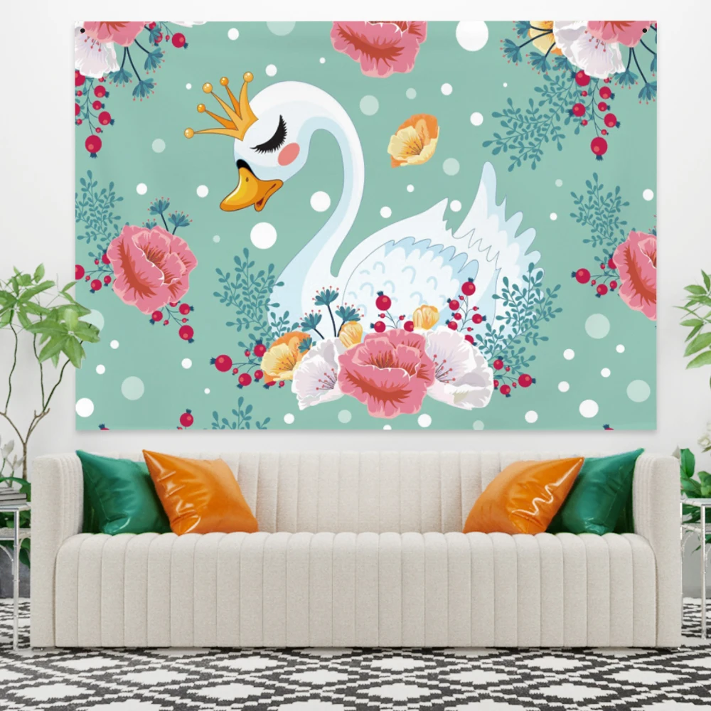 Белый лебедь принцесса гобелен настенный ковер для ребенка дети спальня