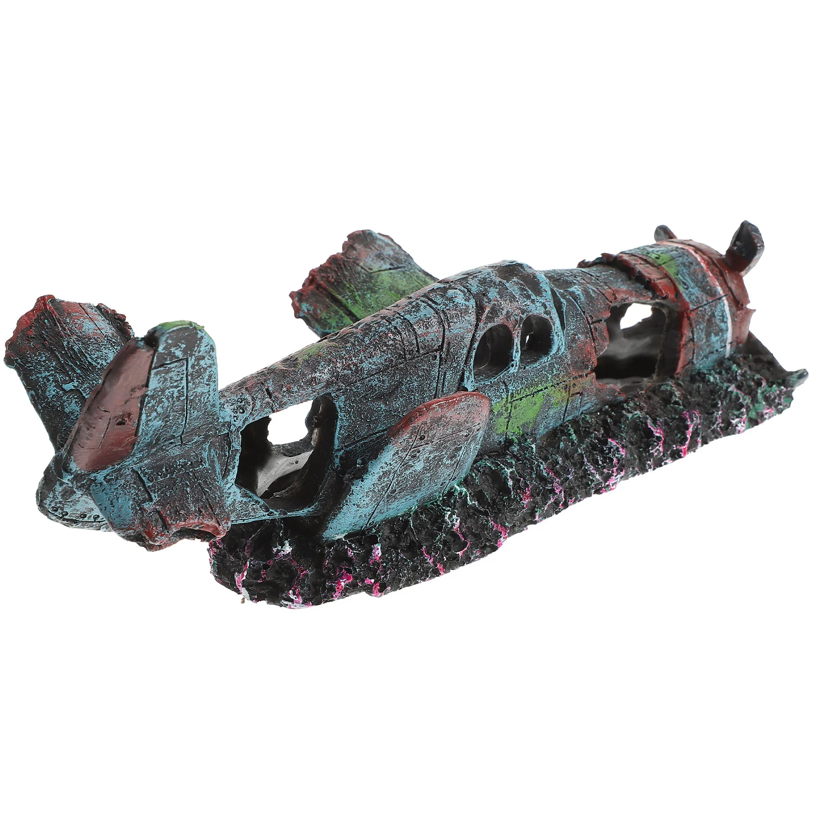 

Aquarium Plane Wreckage Landscape Resin Crafts Desktop Tank Adornments, Reptile Hideout Decoration