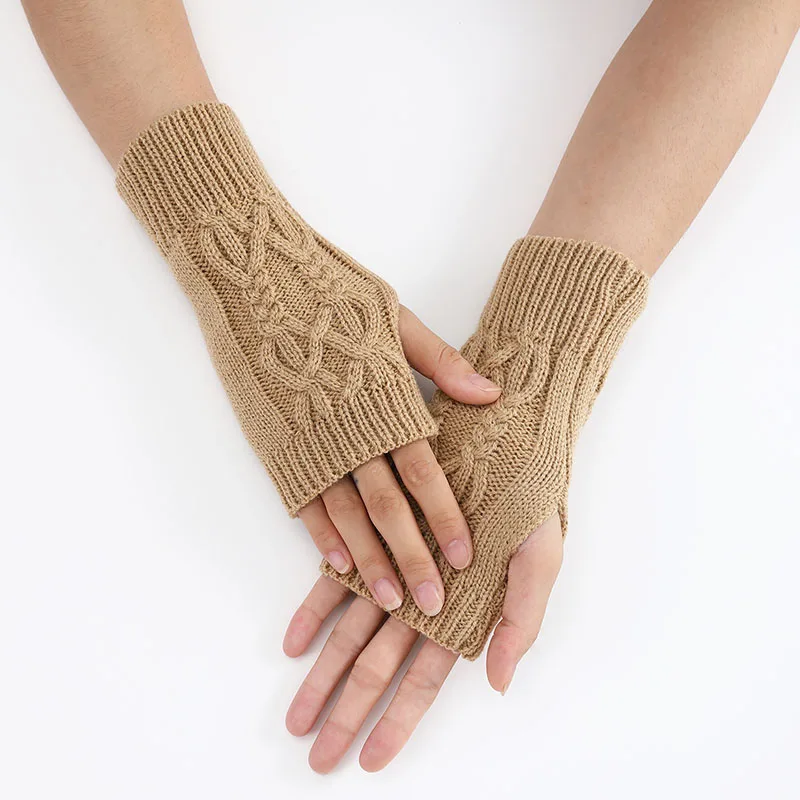 

Unisex Knitted Gloves Long Fingerless Gloves Women‘s Mitten Striped Half Finger Wrist Oversleeve Arm Sleeve Winter Arm Warmer