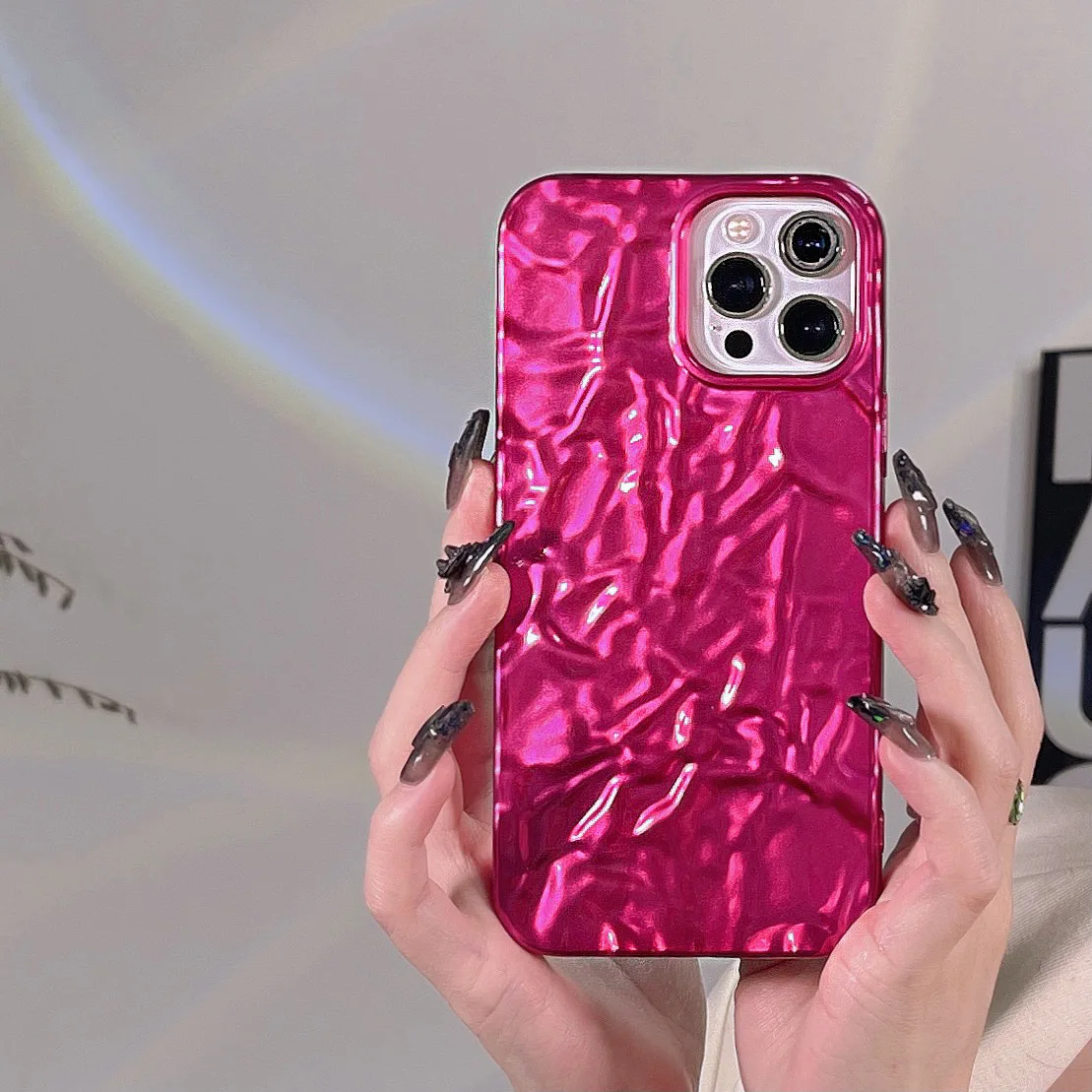 

Luxury Rose Tin Foil Plating Phone Case for iPhone 13 Pro Max 14 11 12 Pro Max XR X XS Glitter Solid Silicone Case Back Cover
